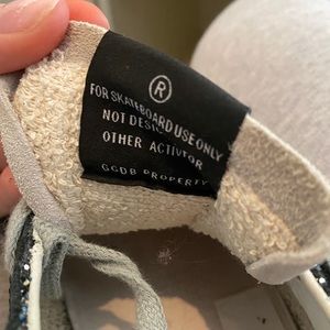 Blue and silver sparkle golden goose